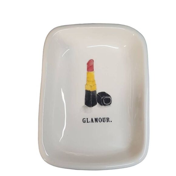 Rae Dunn "Glamour" Lipstick Jewelry Vanity Dish - Picture 1 of 3